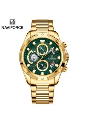 NAVIFORCE Men's Sport Watch Wristwatch Luxury Brand Military Chronograph Stainless Steel Male Quartz Watch Gift 8021