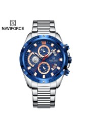 NAVIFORCE Men's Sport Watch Wristwatch Luxury Brand Military Chronograph Stainless Steel Male Quartz Watch Gift 8021