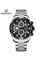 NAVIFORCE Men's Sport Watch Wristwatch Luxury Brand Military Chronograph Stainless Steel Male Quartz Watch Gift 8021