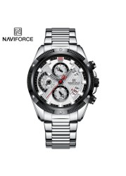 NAVIFORCE Men's Sport Watch Wristwatch Luxury Brand Military Chronograph Stainless Steel Male Quartz Watch Gift 8021