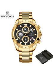 NAVIFORCE Men's Sport Watch Wristwatch Luxury Brand Military Chronograph Stainless Steel Male Quartz Watch Gift 8021