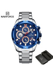 NAVIFORCE Men's Sport Watch Wristwatch Luxury Brand Military Chronograph Stainless Steel Male Quartz Watch Gift 8021