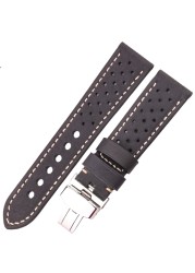 Genuine Leather Watch Band Bracelet 20mm 22mm 24mm Cowhide Vintage Watchband Deployment Clasp For Samsung Galaxy Watch 3 4 Strap