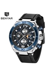 Top Luxury Brand BENYAR 2022 Men's Quartz Watch Multifunction Sport Chronograph 30M Waterproof Wrist Watch Clock Relogio Masculino