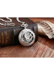 Gold Retro Hand Wind Mechanical Luxury Steampunk Pocket Watch Hollow Watches Roman Numerals Clock With Fob Chain Reloj Hombre