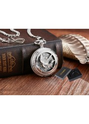 Gold Retro Hand Wind Mechanical Luxury Steampunk Pocket Watch Hollow Watches Roman Numerals Clock With Fob Chain Reloj Hombre