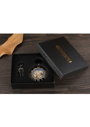 Retro Hand Wind Mechanical Luxury Steampunk Pocket Watch Hollow Silver Watches Roman Numerals Clock With Fob Chain Reloj Hombre