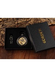 Retro Hand Wind Mechanical Luxury Steampunk Pocket Watch Hollow Silver Watches Roman Numerals Clock With Fob Chain Reloj Hombre