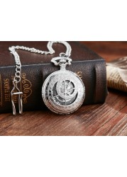 Retro Hand Wind Mechanical Luxury Steampunk Pocket Watch Hollow Silver Watches Roman Numerals Clock With Fob Chain Reloj Hombre