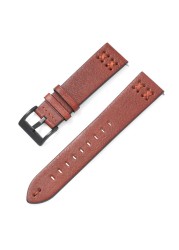 20mm 22mm Leather Watch Strap For Samsung Galaxy Watch 4 42mm 46mm Huawei Watch GT Black Buckle Wrist Watch Strap Bracelet