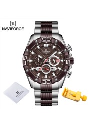 NAVIFORCE Men's Fashion Multifunction Watches Stainless Steel Sports Waterproof Wristwatch Casual Quartz Watch Relogio Masculino