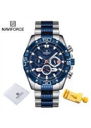 NAVIFORCE Men's Fashion Multifunction Watches Stainless Steel Sports Waterproof Wristwatch Casual Quartz Watch Relogio Masculino