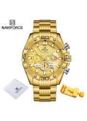 NAVIFORCE Men's Fashion Multifunction Watches Stainless Steel Sports Waterproof Wristwatch Casual Quartz Watch Relogio Masculino