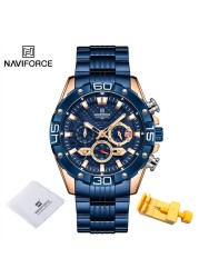 NAVIFORCE Men's Fashion Multifunction Watches Stainless Steel Sports Waterproof Wristwatch Casual Quartz Watch Relogio Masculino