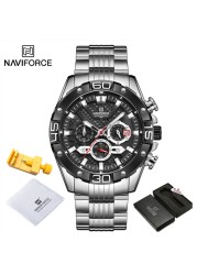 NAVIFORCE Men's Fashion Multifunction Watches Stainless Steel Sports Waterproof Wristwatch Casual Quartz Watch Relogio Masculino