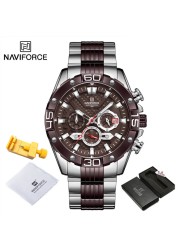 NAVIFORCE Men's Fashion Multifunction Watches Stainless Steel Sports Waterproof Wristwatch Casual Quartz Watch Relogio Masculino