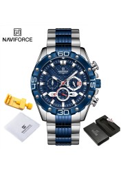 NAVIFORCE Men's Fashion Multifunction Watches Stainless Steel Sports Waterproof Wristwatch Casual Quartz Watch Relogio Masculino