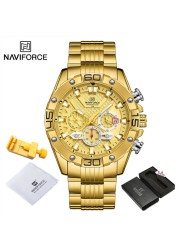 NAVIFORCE Men's Fashion Multifunction Watches Stainless Steel Sports Waterproof Wristwatch Casual Quartz Watch Relogio Masculino