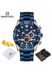 NAVIFORCE Men's Fashion Multifunction Watches Stainless Steel Sports Waterproof Wristwatch Casual Quartz Watch Relogio Masculino