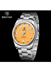 2022 BENYAR New Luxury Men's Mechanical Wristwatches 10Bar Waterproof Automatic Watch Stainless Steel Sport Diving Watch for Men