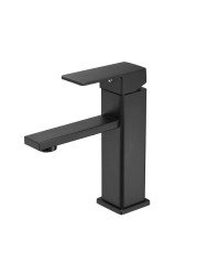 SOGANRE Basin Bathroom Sink Faucet Deck Mounted Hot Cold Water Basin Mixer Taps Matte Black Lavatory Sink Faucet Lever