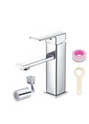 SOGANRE Basin Bathroom Sink Faucet Deck Mounted Hot Cold Water Basin Mixer Taps Matte Black Lavatory Sink Faucet Lever