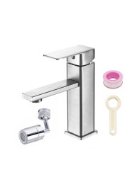 SOGANRE Basin Bathroom Sink Faucet Deck Mounted Hot Cold Water Basin Mixer Taps Matte Black Lavatory Sink Faucet Lever