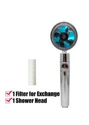 New Turbo Fan Shower Head Water Saving High Quality 360 Degree Pre-Flow With Extended Rainfall Shower Head Fan With Stand