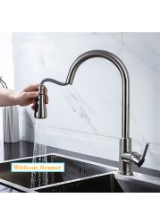 Blacked Kitchen Faucet Single Handle Pull Down White Kitchen Tap Single Hole Brushed Nickel Water Faucets Mixer Tap