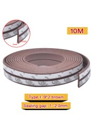 10M DIEP Door Type Weather Strip Self Adhesive Rubber Tape Foam Tape Window Dustproof Soundproof Insulation Tape