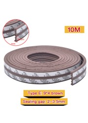 10M DIEP Door Type Weather Strip Self Adhesive Rubber Tape Foam Tape Window Dustproof Soundproof Insulation Tape