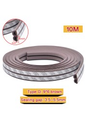 10M DIEP Door Type Weather Strip Self Adhesive Rubber Tape Foam Tape Window Dustproof Soundproof Insulation Tape