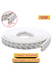 10M DIEP Door Type Weather Strip Self Adhesive Rubber Tape Foam Tape Window Dustproof Soundproof Insulation Tape