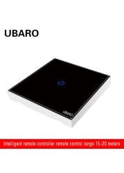 UBARO 86*86mm 433 RF Wireless Transmitter Controller Panel Tempered Glass Remote Manuel Button Without Battery 1/2/3 Gang