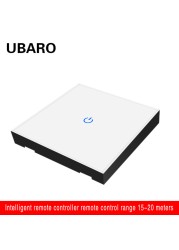 UBARO 86*86mm 433 RF Wireless Transmitter Controller Panel Tempered Glass Remote Manuel Button Without Battery 1/2/3 Gang