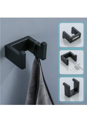 TAICUTE 4 Pack Bathroom Accessories Set Towel Bar Clothes Hook Toilet Paper Holder Wall Mount Stainless Steel Shower Hardware, Black