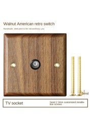 High-grade retro American industrial style light switch socket, solid wood brass toggle switch panel, antique home stay switch