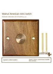 High-grade retro American industrial style light switch socket, solid wood brass toggle switch panel, antique home stay switch