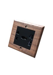 High-grade retro American industrial style light switch socket, solid wood brass toggle switch panel, antique home stay switch