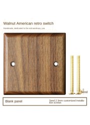 High-grade retro American industrial style light switch socket, solid wood brass toggle switch panel, antique home stay switch