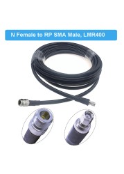 LMR400 Cable N Female to RP-SMA Male 50 Ohm Low Loss 50-7 Pigtail RF Coaxial Extension Jumper for 4G LTE Cellular Signal Booster