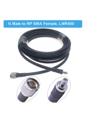 LMR400 Cable N Female to RP-SMA Male 50 Ohm Low Loss 50-7 Pigtail RF Coaxial Extension Jumper for 4G LTE Cellular Signal Booster