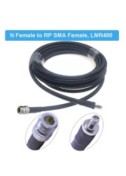 LMR400 Cable N Female to RP-SMA Male 50 Ohm Low Loss 50-7 Pigtail RF Coaxial Extension Jumper for 4G LTE Cellular Signal Booster