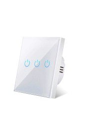 Sensor Switch EU Standard Light Gray Crystal Glass Lamp Power Panel 1/2/3 Gang 1 Way AC 220V Luxury Wall Touch Switch On Off