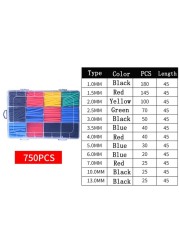 800pcs 127pcs Polyolefin Shrinkable Assorted Heat Shrink Wire Tube Insulated Cable Sleeving Tubing Set 2:1 Waterproof Pipe Sleeve