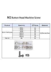 Hex Button Socket Head Cap Screw Nut Hexagon Metric Thread Machine Bolt Assortment Set 304 Stainless Steel M2 M3 M4 M5 M6