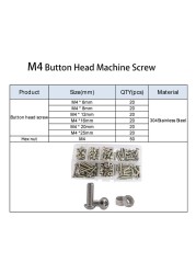 Hex Button Socket Head Cap Screw Nut Hexagon Metric Thread Machine Bolt Assortment Set 304 Stainless Steel M2 M3 M4 M5 M6