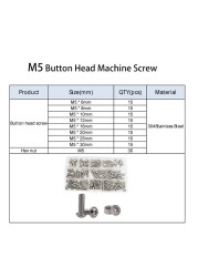 Hex Button Socket Head Cap Screw Nut Hexagon Metric Thread Machine Bolt Assortment Set 304 Stainless Steel M2 M3 M4 M5 M6