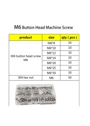 Hex Button Socket Head Cap Screw Nut Hexagon Metric Thread Machine Bolt Assortment Set 304 Stainless Steel M2 M3 M4 M5 M6