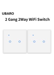 UBARO EU Standard Wifi Smart Drawer Touch Switch Luxury Glass Switch Panel Button App Control Voice Alexa Google Home 1 Gang 2 Way